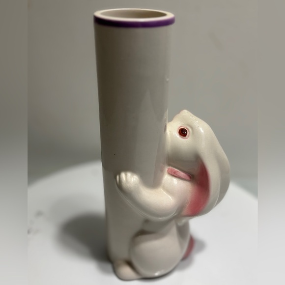 Vintage Weiss Brazil FTD Porcelain Bunny Bud Vase Floral Holiday cottagecore - Picture 2 of 4